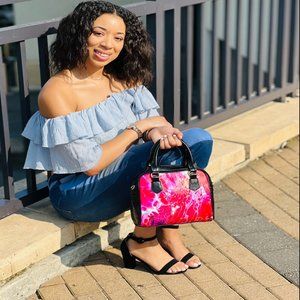 Custom Handmade, Original Art Design Red Shoulder Handbag